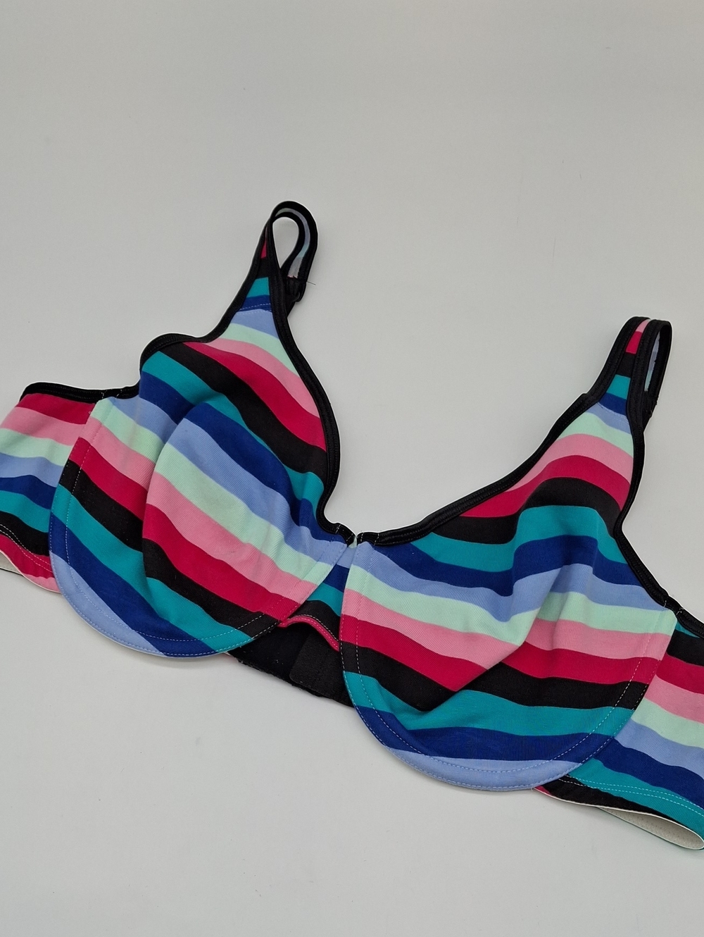 Cacique Cotton Unlined Full-Coverage Underwire Bra Multicolor Stripe 46C